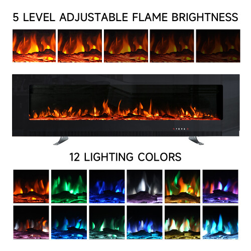 50-inch Wall Mounted Electric Fireplace with Remote Control 1