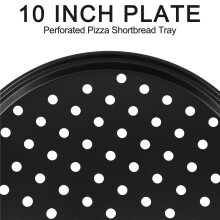 2Pc Plaque à Pizza PerforéE de 10 Pouces RevêTement AntiadhéSif en Acier au Carbone Plaque à Pizza Facile à Nettoyer