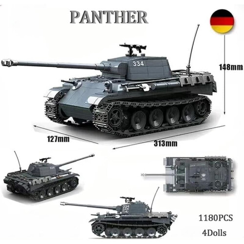 Γερμανικό Στρατιωτικό Μοντέλο Panther Μεσαίου Άρματος Στρατού Σετ Οικοδομικών 1