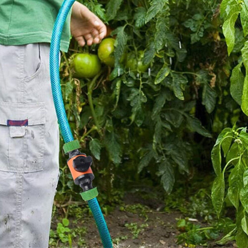 2x Gartenschlauch-Absperrventil-Rohradapter mit Schnellschalter, Kunststoff, orange 2