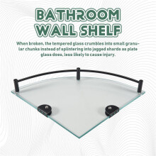 Bathroom Shelves, Bathroom Glass Corner Shelf Wall Mounted ,Tempered Glass Shelf for Storing Shower Gel/Soap-A