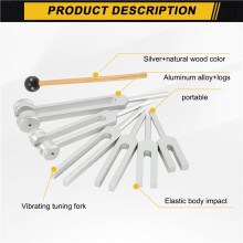 6Pcs/Set 128Hz 256Hz 512Hz 1024Hz 2048Hz 4096Hz Tuning Fork with Hammer for Tuning Fork Kit Healing Sound Vibration Tool