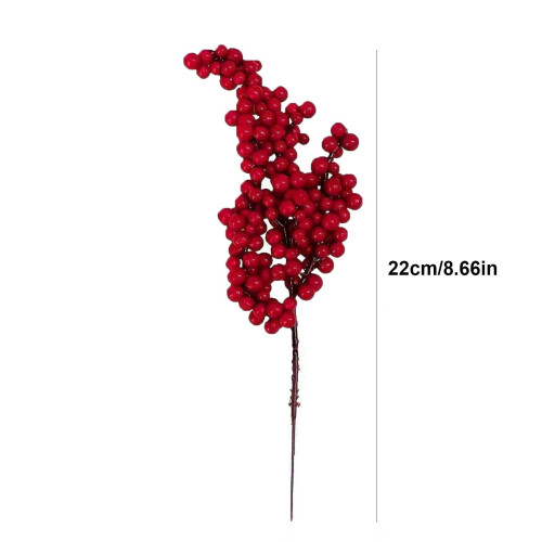 Rami artificiali di bacche rosse per decorazioni natalizie (10 pezzi) 2