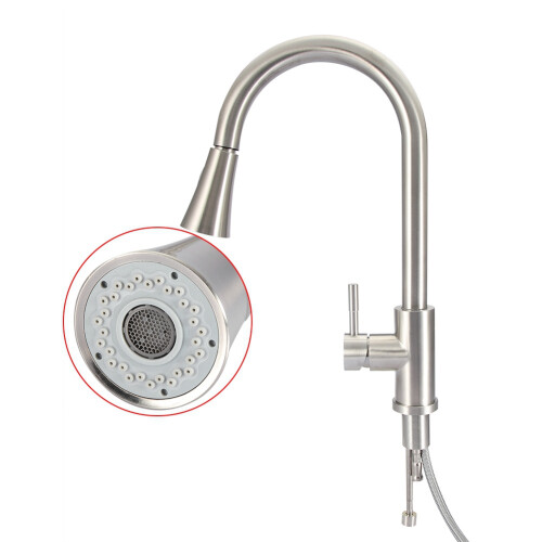 Stainless Steel Kitchen Faucet, Pull Down Sprayer Faucet for Comprehensive Sink Coverage 2