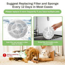 Filtros de Repuesto para Fuente de Agua para Gatos, para Fuente de Agua para Perros de 2,5 Galones/9,5 L, Filtros y Esponjas Activados para Fuente de