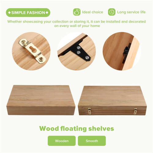 Solid Wood Floating Shelf with Hidden Compartment, Wall-Mounted Storage Rack, Home Decor B 2