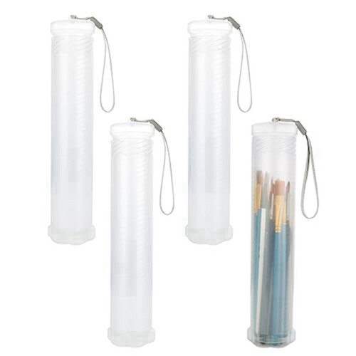8 Pack Extendable Plastic Paint Brush Case, Clear Long Paint Brush Holder Tube, Storage Pencil Container 1
