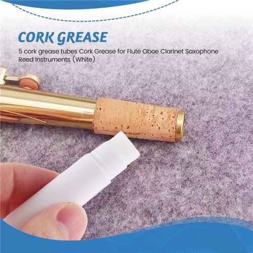 5 cork grease tubes Cork Grease for Flute Oboe Clarinet Saxophone Reed Instruments (White) 1