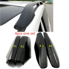 Roof Rack Rail End Cover, 4Pcs Roof Rack Cover Shell Cap Replacement for Land Prado Fj120 2003 - 2007 2008 2009 Car Accessories Black