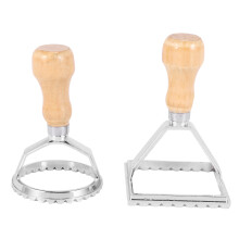 Ravioli Stamp Maker Cutter with Roller Wheel Set, Mold with Wooden Handle for Fluted , Pasta Press Kitchen Attachment