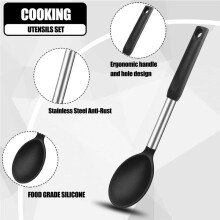 Silicone Cooking Spatulas and Spoons, Heat Resistant Silicone Cooking Utensils Set, Non Stick Large Kitchen Spatula