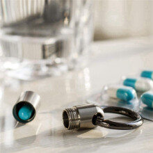 2 StüCk Wasserdichte Edelstahl-Pillendose, Pillenflasche, Cache-Pillendose, BehäLter, SchlüSselanhäNger, Pillendose, Gesundheitswesen