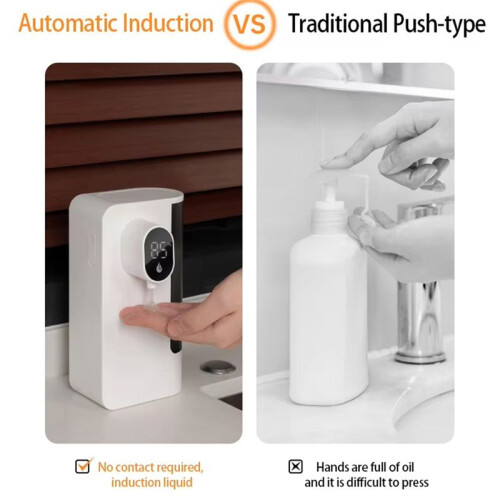 Touchless Automatic Liquid Soap Dispenser,Wall Mounted,Hands-Free Operation for Bathroom,Ideal for Hand & Dish Soap B 2