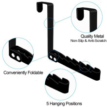 2 Pack over the Door Hooks Hanger, Sturdy Foldable over Door Drying Rack for Clothes, Coats, and Towels, Black
