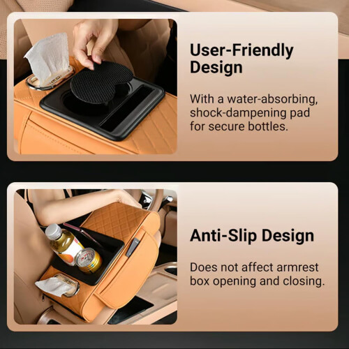 PU Leather Car Armrest Box Mat Universal Comfortable Wrist 2