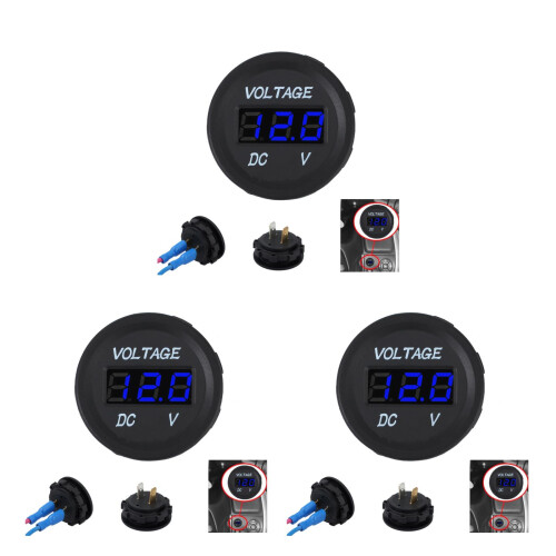 3St Dc Digitaal Voltmeter Zwart Auto Motor Boot Spanning 6-30V