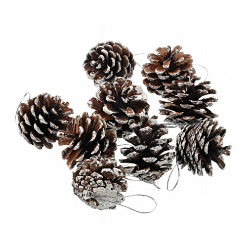 Silver Pinecone Ornaments Set 9 Pieces 2