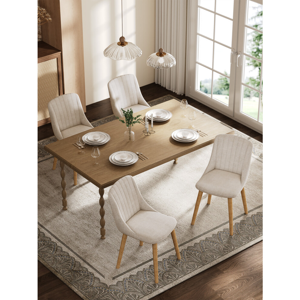 Photos - Chair  Goeurvant Dining  Cream DM993(Beige, Set of 4)