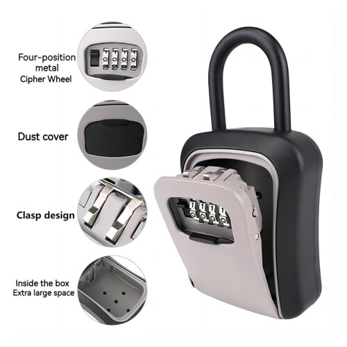 4 Digit Code Box Outdoor Password Key Box Extended Locking Hook Steel Wire Hanging Key Storage,Multiple Options Available 1