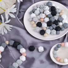100Pcs Round and Hexagon Silicone Beads, Silicone Beads Bulk Making Kit for Keychain Jewelry DIY Crafts Making
