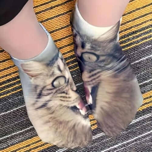 Chaussettes à motif chat, impression 3D réaliste, 1 paire 1