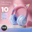 Foldable Cat Ear Bluetooth Headphones with LED Breathing Lights, Compatible with iPhone, iPad, Android, Tablets – Kids, Study, Online Classes, Back 2