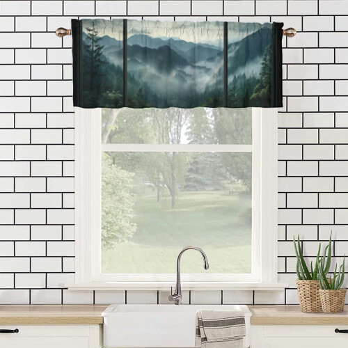 Cortina de janela Misty Forest, estilo rústico, 137 x 46 cm (54 x 18 polegadas), em madeira, ideal para cozinha, sala de estar, banheiro e quarto 2