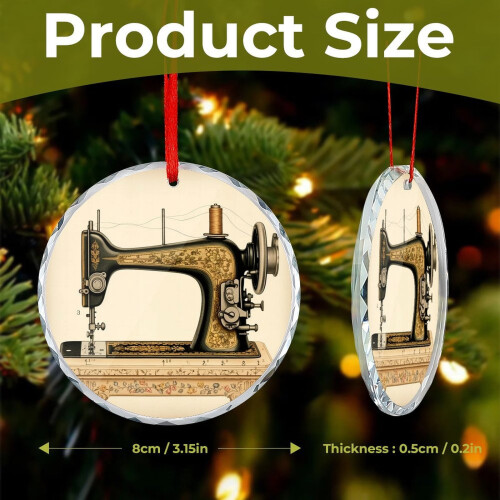 Vintage Sewing Machine Ornament Crystal Glass 1pc 1