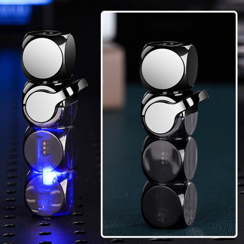 Transparent LED Dice Lighter Windproof Refillable Butane 1
