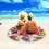 AuroraX Round Boho Beach Blanket 60x60 Inch 4