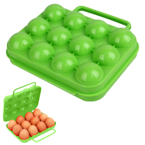 Portable Folding Egg Container Holder, Shockproof Plastic Egg Box with Handle – Compatible with Standard Eggs 1