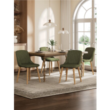 (Olive Green, Set of 6) GOEURVANT Dining Chairs, Fabric Accent Chairs with Wood Legs for Kitchen, Office