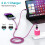 Kit com 3 cabos USB-C 2 em 1 (1,2 m) + adaptador de tomada USB — Compatível com iPhone e Android, carregamento rápido. 2