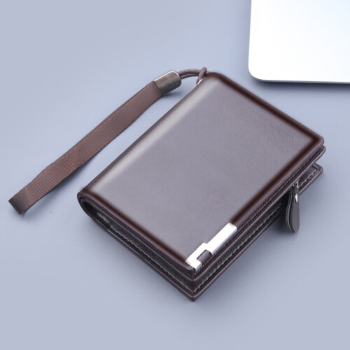 Λεπτό πορτοφόλι για άνδρες με δίπτυχο RFID, θήκη πιστωτικής κάρτας, δερμάτινη 1