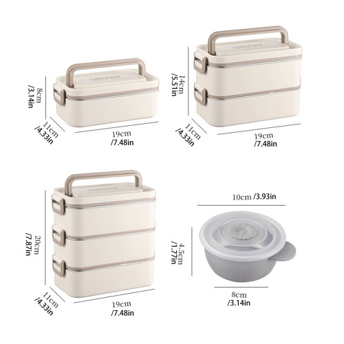 Ensemble de boîtes à lunch empilables et étanches, 3 pièces 1
