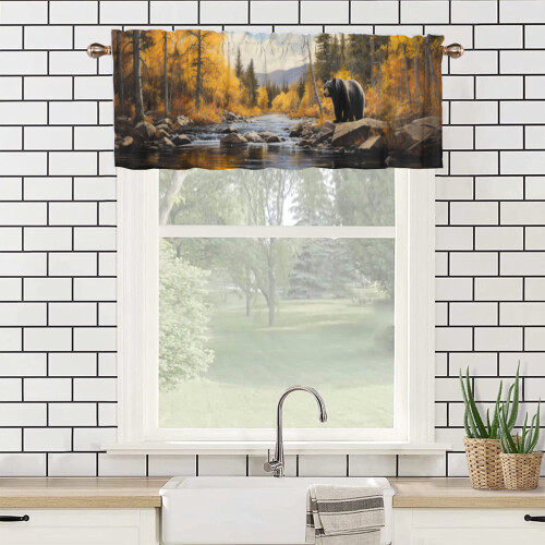Black Bear Window Valance Rustic Fall Theme 54x18 in 1 Panel 2