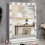 Hollywood Style Lighted Rectangular Makeup Mirror with Base 1