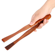 Wooden BBQ Food Tongs 26.5cm Non-Toxic Heat-Resistant Kitchen Clamp