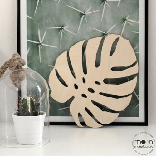 Διακοσμήσεις χειροτεχνίας DIY με έργα τέχνης από φύλλα Μονστέρα, ξύλινα βοτανικά 2