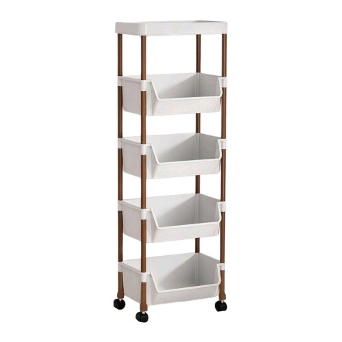 5-Tier Rolling Utility Cart with Locking Casters, Mobile Storage Rack for Kitchen & Restroom – Quick Assembly 1