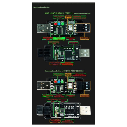 Makerbase USB to RS485 Serial Converter Module with FT232RL Chip for Reliable Data Transmission CH343 1