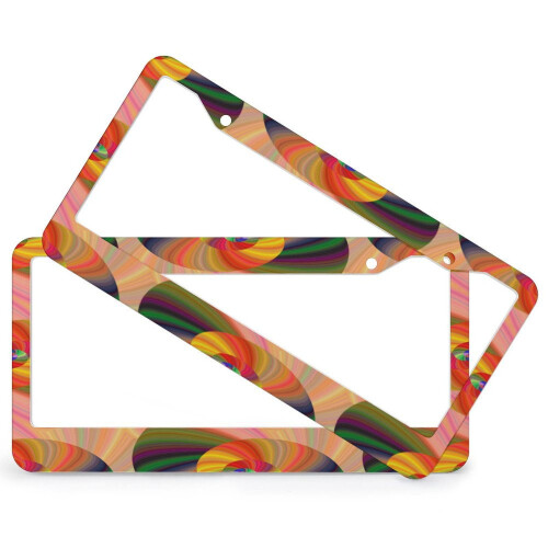 License Plate Frame Colorful Abstract Fluid Art 2 PCS 1