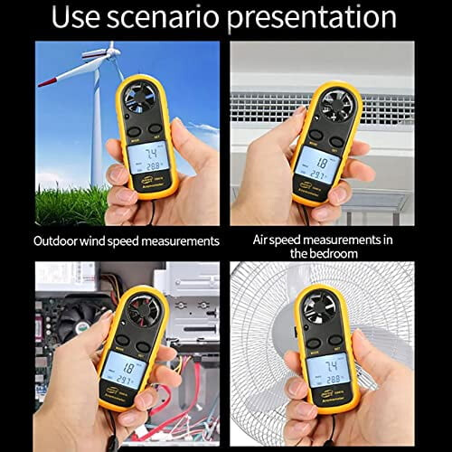 Handheld Digital Anemometer with LCD Display, Measures Wind Speed, Temperature & Wind Chill 2