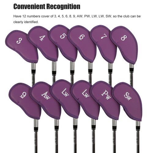 12 Golf Eisen Cover mit Nummern, Schutzhülle Lila 2