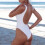 Women's white monokini one-piece swimwear 5