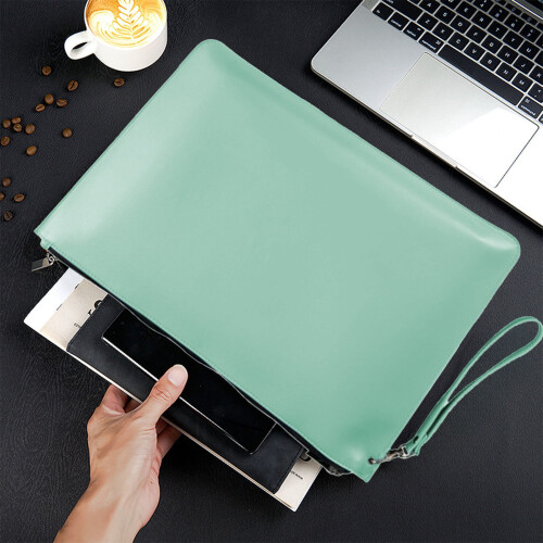 Leather Document Folder, Green 1