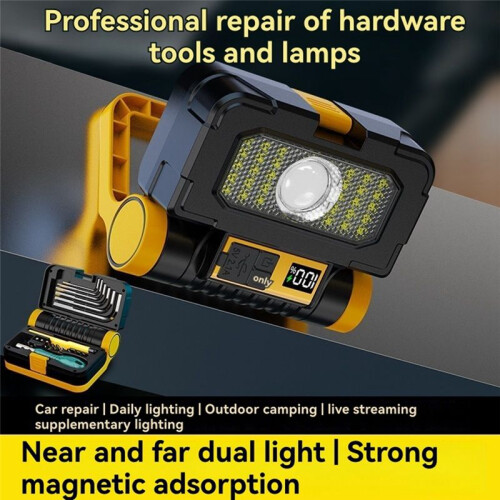 Solar Power LED Flashlights Multifunctional Portable Light Rechargeable Camping Work Light Built in Hardware Tool Box 1