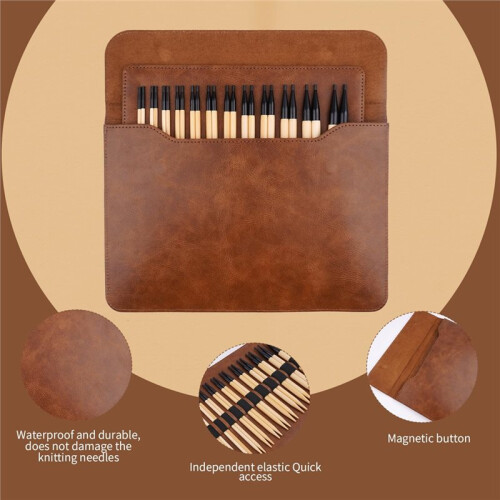 Interchangeable Bamboo Circular Knitting Needles Set with Case,Sizes 3.5mm-10mm, 12 Pairs, 4 Cables