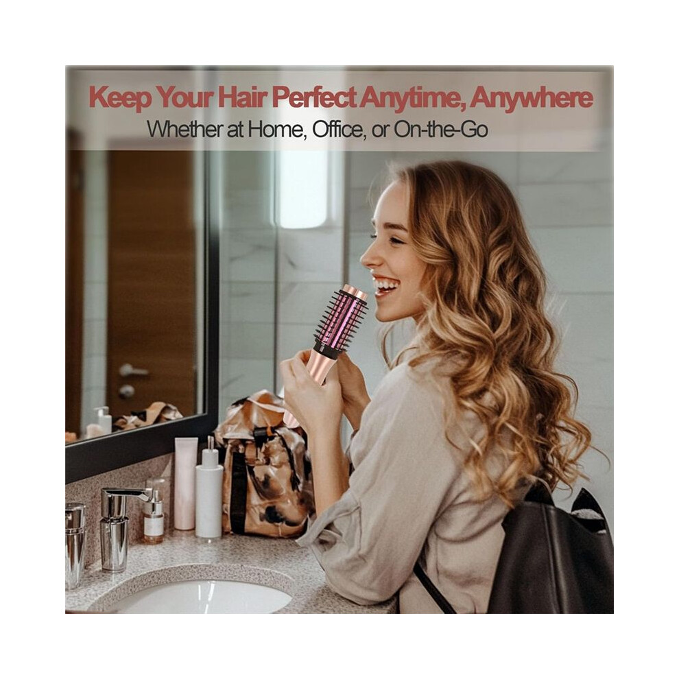 Tlily Cordless Hair Curling Iron Brush, Travel Hot Straightener Comb, 3-In-1 Portable Wave Curling Wand,Heated Brush A