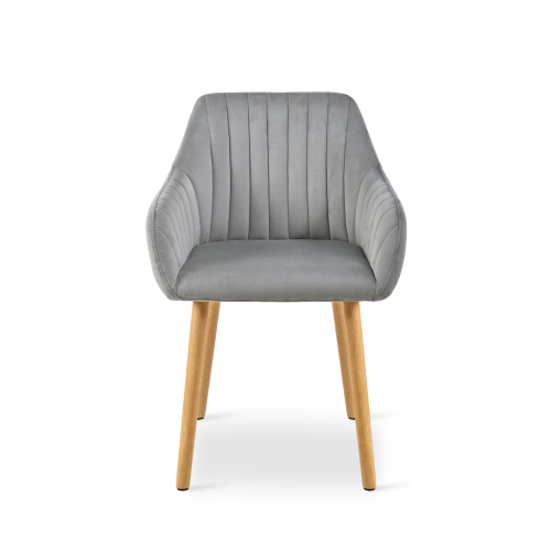 (Light Grey, Set of 2) GOEURVANT Velvet Dining Chairs with Armrests, Nordic Fabric Accent Chair with Solid Wood Legs 2